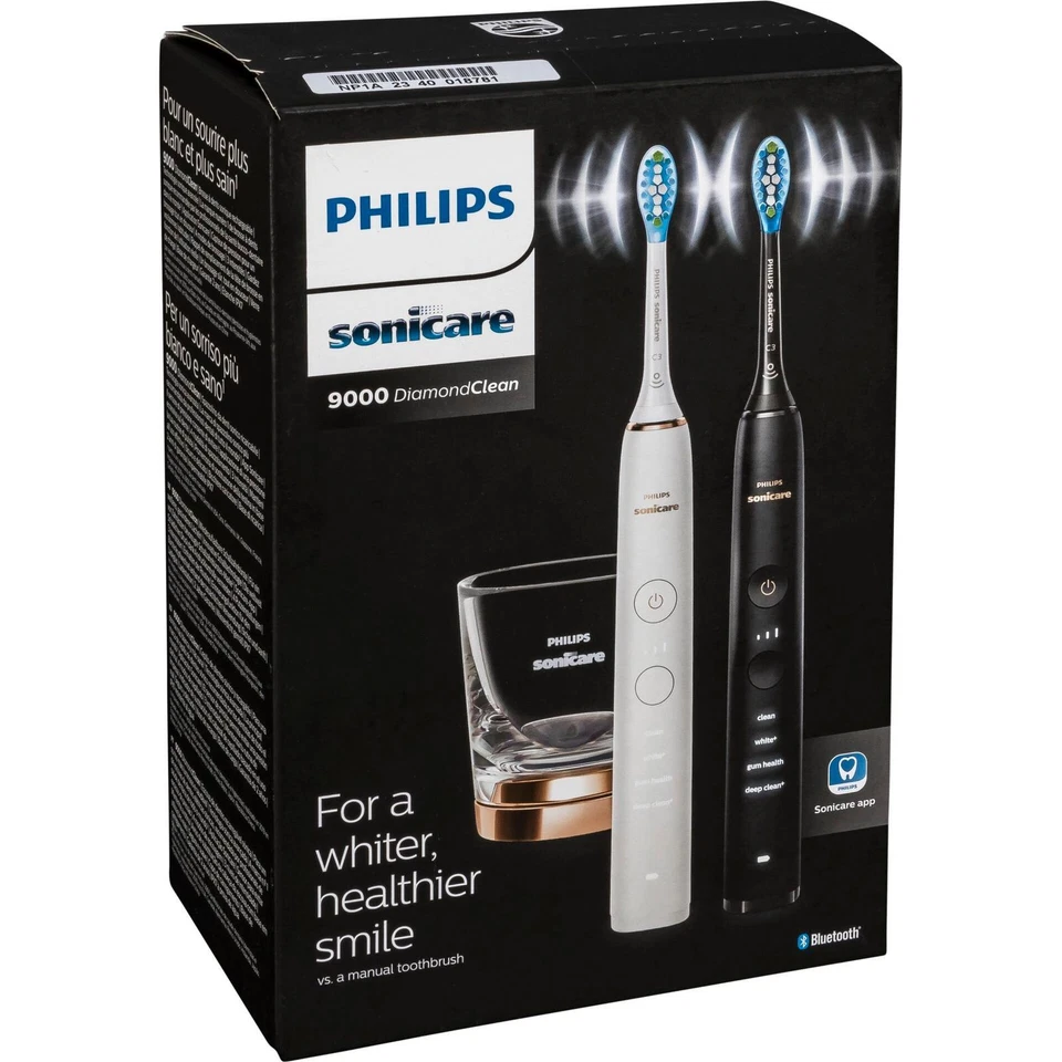 Philips DiamondClean 9000 Elektrische Schallzahnbürste mit App - Schwarz, Rose Gold