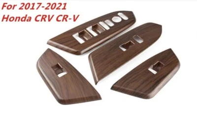 Honda CR-V CRV 2017-2021 4pc Wood Grain Interior Trim Window Switch Panel Cover - Image 1 of 4