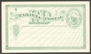 AOP Domicana 1881 2c green on white postal card HG 1 - Picture 1 of 2