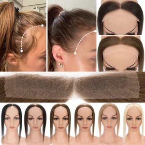 CLEARANCE Women Swiss Lace Hairline Topper Toupee Frontal Hairpiece Human Hair D - Picture 1 of 45