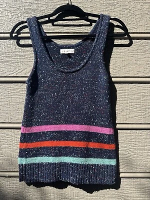 Lou & серый LOFT вязаный бак свитер без рукавов размер XS синий цветные полосы - Изображение 1 из 2