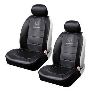 New Ram Elite Black Synthetic Leather 2 Front Sideless Seat Covers Car Truck SUV - Image 1 of 2