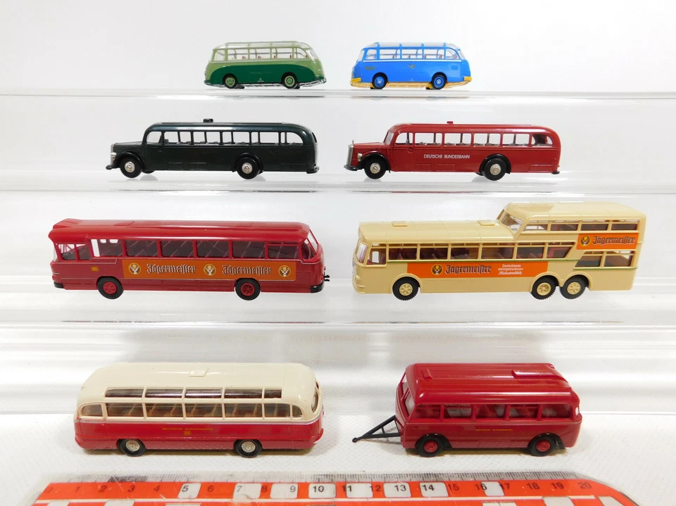 8x Brekina H0 1:87 Bus ecc: MB+ Büssing + Setra ecc,Leggeri Difetti / Gut # - Immagine 1 di 4