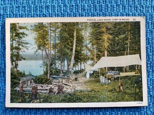 Maine, ME, Typical Lake shore camp, vintage PC Postcard - Picture 1 of 2