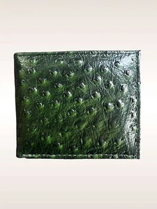 Men’s Genuine Leather Wallet Bifold Ostrich Print Billetera Avestruz De Piel - Picture 1 of 3