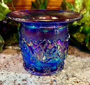 Only 336 Fenton**COBALT BLUE CARNIVAL "FROLICKING BEARS" SPITTOON VASE*2004 ICGA - Picture 1 of 12