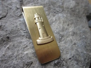 LIGHTHOUSE GOLD PLATED BRASS MONEY CLIP - FATHER'S DAY - NAUTICAL - NAVAL - NAVY - Picture 1 of 3