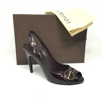 Sandalias Louis Vuitton Logo Tacones Zapatos Mujer Talla 6.5 EE. UU. 36.5 UE Borgoña Foto 1 de 4