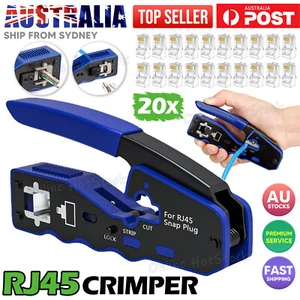 RJ45 Crimper For EZ Pass Through Cat 5 6 7 Connector LAN HD Crimping Tool Kit - Picture 1 of 9
