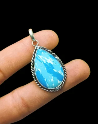 Regalo Larimar Piedras Preciosas 925 Chapado en Plata de Ley Hecho a Mano 1 pieza Colgante Boho Regalo Foto 1 de 4