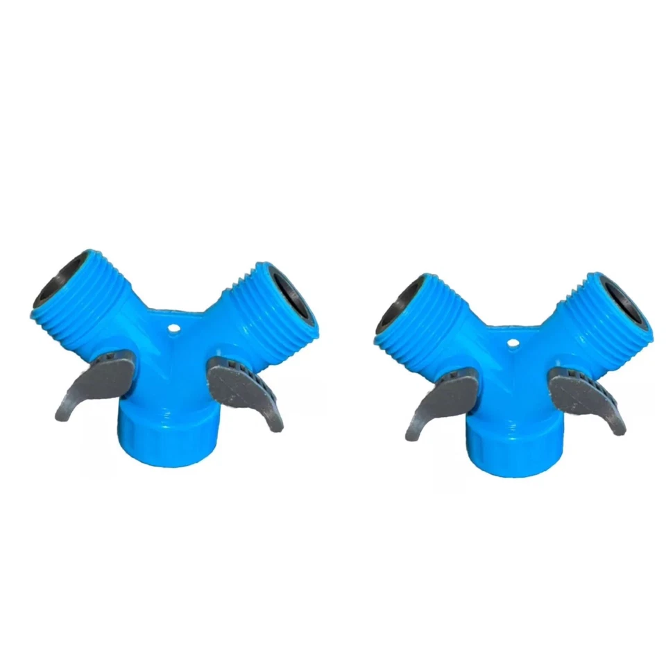 2 Pack  2-Way Shutoff Water Garden Hose Y Connector Splitter On Off Valve New - Image 1 of 1