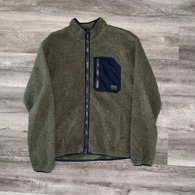 🔥 Mens Volcom Jacket Sherpa Muzzer Fuzzar  Colorblock Full-Zip Olive Navy XL 🔥 - Image 1 of 4