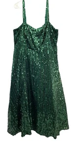 Eloquii NWT Sequined Evening Dress Size 16 Knee Length Emerald Green T-strap - Picture 1 of 11
