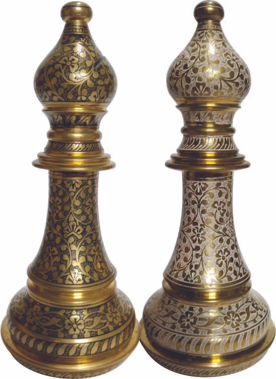  Brass Chess's pieces, 6 inch Bishob pair,  Large Brass Hand Carving , - Image 1 of 3
