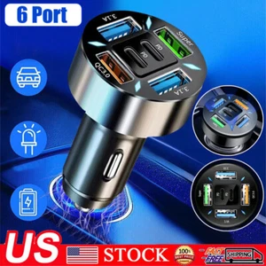 6-Port USB Phone Charger Type C QC3.0 Fast Charging Car Interior Accessories - Photo 1 sur 16