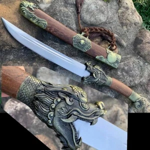 Handgefertigtes chinesisches Breitschwert Kurzschwert Drache Tiger Dao Manganstahl scharf - Bild 1 von 11