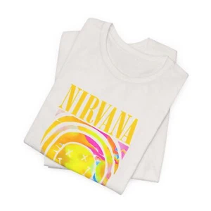 Nirvana Smiley Face Kurt Cobain Neon Vintage Band Premium Blend Concert T-Shirt - Picture 1 of 15
