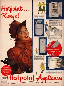 Hotpoint Applicances Lady Fashion Hat Coat Chicago IL Vintage Print Ad 1947 - Picture 1 of 4