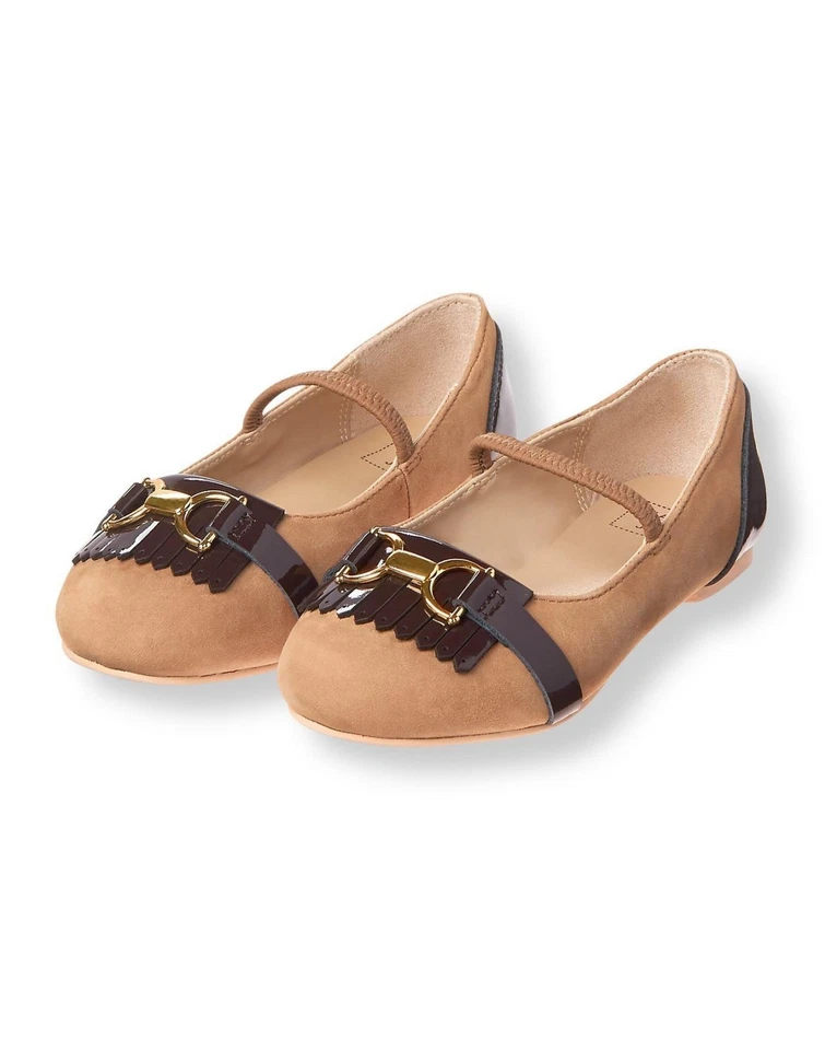 NUEVO CON ETIQUETAS $59 Janie & Jack COUNTRYSIDE RIDE Zapatos 9 Borlas Ballet Plano Tostado Marrón Arce Foto 1 de 1