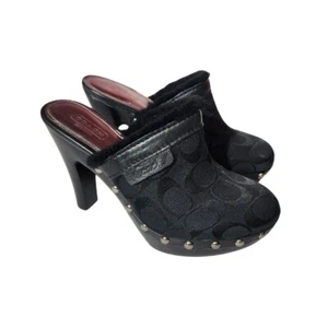 Zuecos Coach para mujer talla 6,5 mules Georgia Sherpa forrados monograma logotipo tachonados tacones - Imagen 1 de 12