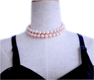 32» сильный блеск nautre розовый винт пресноводный жемчуг ожерелье 18K золотой застежки - Изображение 1 из 4