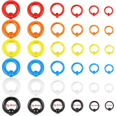 1 par de anillos de nariz de acrílico BCR anillos de tabique pendientes de aro calibre de oreja joyería corporal Foto 1 de 4