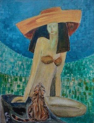 MI GATITO: Pequeña pintura de una belleza con su gato, tarjeta de cumpleaños alternativa! Foto 1 de 4