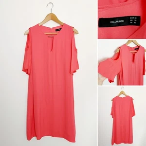 Hallhuber Coral Pink Cold Shoulder Knee-length Dress Size UK 10 FR 40 EUR 38 - Picture 1 of 9