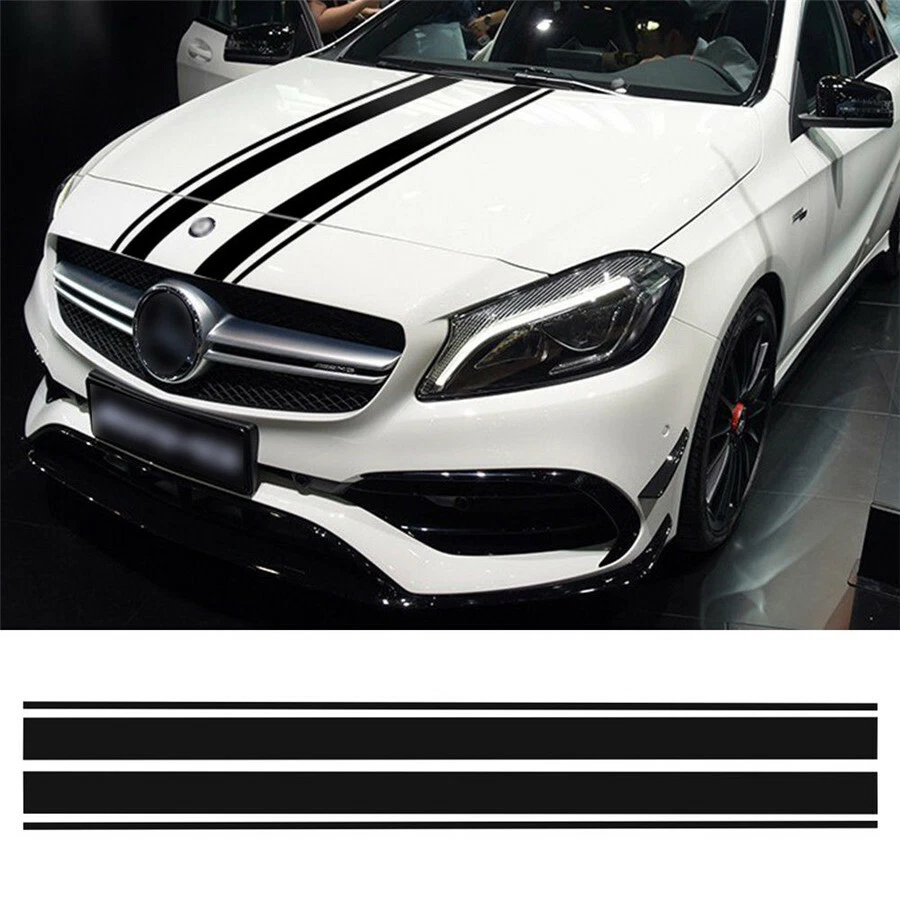 2PCS Black Accessory Racing Hood Stripes Decal Vinyl Stickers for Car SUV Truck - Изображение 1 из 4