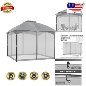 10' x 10' Universal Gazebo Replacement Netting Screen with Mosquito Sidewalls - Picture 1 of 11