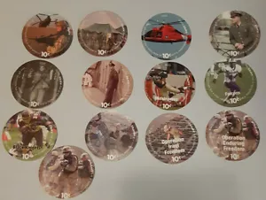 6th Print Full Set of All 13, 10 Cent AAFES Pogs 2005 printing A.U. - Picture 1 of 4