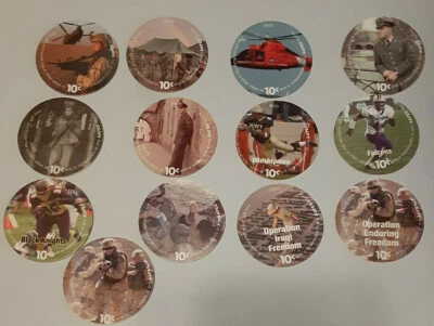 6th  Print Full Set of All 13,  10 Cent AAFES  Pogs 2005 printing   A.U. - Image 1 of 4