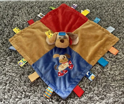 Taggies Cachorro Perro Seguridad Bebé Manta Lovey Azul Rojo Marrón 13” Foto 1 de 4
