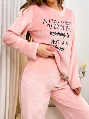 Damen Schlafanzug Pyjama Winter Fleece Kuschelig Flauschig Warm Weich Frauen Set - Bild 1 von 4