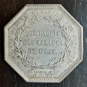 JETON - NAPOLEON I 1804-1814 - COMPAGNIE DES SALINES DE L'EST - 1ER AVRIL 1806 - Foto 1 di 2
