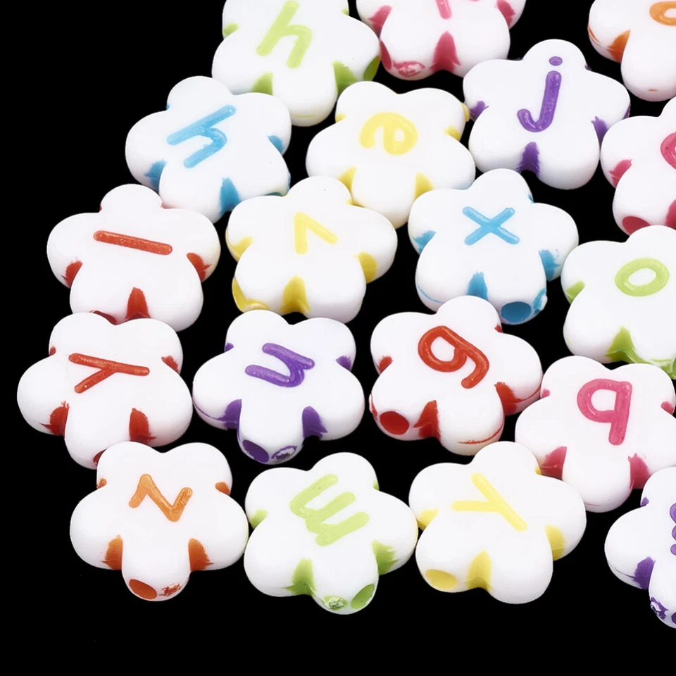 20 Flower Letter Beads Alphabet Beads Bulk Beads Wholesale 12mm Assorted Lot - Image 1 of 1
