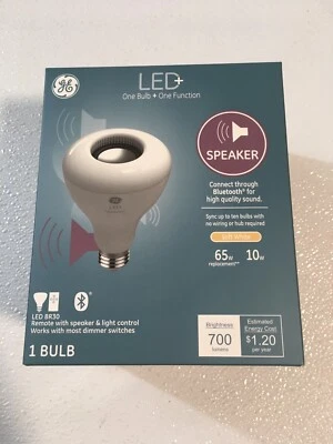 Four (4) 65w GE LED+ BR30 Bluetooth ￼Speaker Light Bulbs ~ Soft White - Image 1 of 4