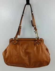 DIMONI Made in Spain Brown Leather Satchel Handbag Magnetic Hinged Top Purse - Picture 1 of 12