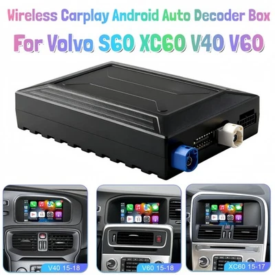 Wireless Carplay Apple Android Auto Decoder Box for Volvo S60 XC60 V40 V60 15-19 - Image 1 of 4