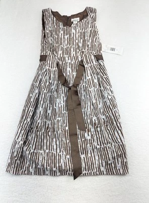 NUEVO CON ETIQUETAS Robbie Bee Para Mujer Sin Mangas Marrón Blanco Vestido Forrado Cinturón Cinch 14 Foto 1 de 4