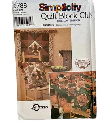 Bloque de edredón Simplicity 9788 Club Halloween y Acción de Gracias patrón de vacaciones sin cortar Foto 1 de 4