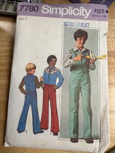 Simplicity 7780 Pattern Boys Western Vest/Shirt/Jeans, Boys size 74, UNCUT - Picture 1 of 2
