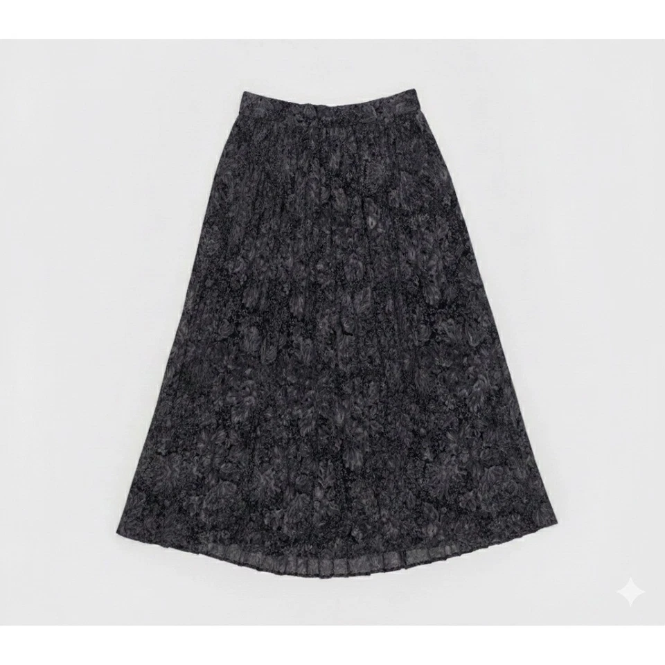 Jones New York 复古 90 年代绿色花卉 A 字长裙 100% 人造丝打褶 1990 年代 — 第 1/4 张图片