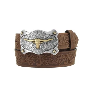 NWT Tony Lama Boys' Little Texas Longhorn Belt Tooled Leather 30 - Picture 1 of 11