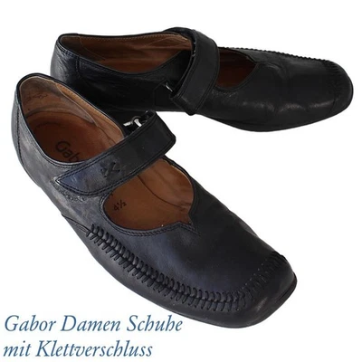 GABOR Damen Schuhe Comfort Echtleder Klettverschluss Schwarz Gr. 4½ Weite H  - Bild 1 von 3