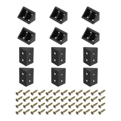 12Pcs 19x32x19mm Nylon Shelf Right Angle Brackets with Screws (Black) - Imagen 1 de 4