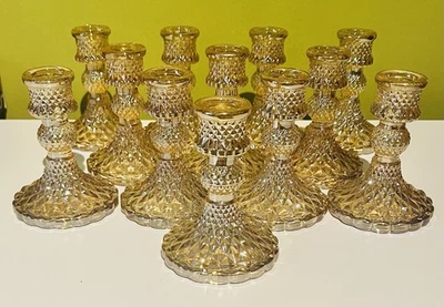 Set Of 12 Reversible Gold Glass Candle Holder Taper  Votive Wedding Decor - Image 1 of 4