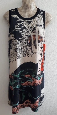 Carven Printed Cotton Dress Japanese Landscape Print Size XS - Image 1 of 4