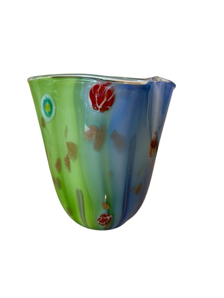 Dale Tiffany Hand blown Glass Pendant Shade/ Lamp. Multicolored. Excellent. - Image 1 of 4