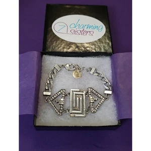 Geometrisch Silberfarben Kette Armband Strass Glam Metall Stil Verstellbar Neu - Bild 1 von 8